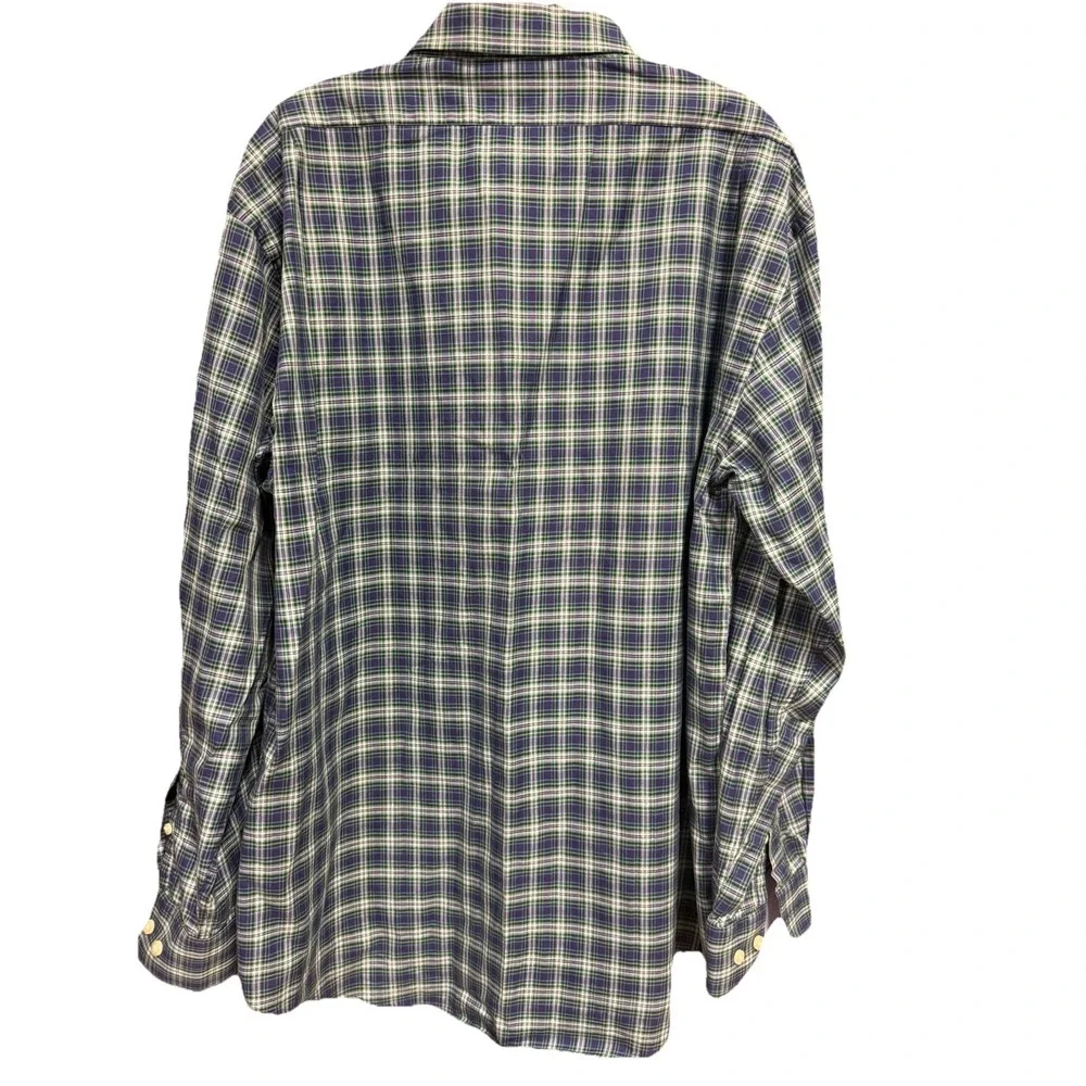 Lincs DC & Co Men's XL 100% Cotton Plaid Shirt Blue Button Up Work Formal